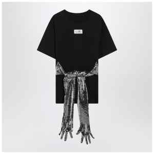 MM6 Maison Margiela Black cotton T-shirt with gloves