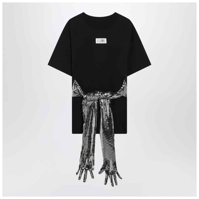 MM6 Maison Margiela Black cotton T-shirt with gloves, theFeinheit