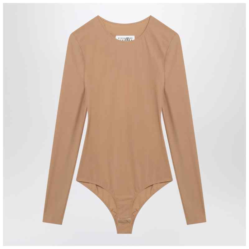 MM6 Maison Margiela Skin-tone bodysuit in lycra jersey, theFeinheit
