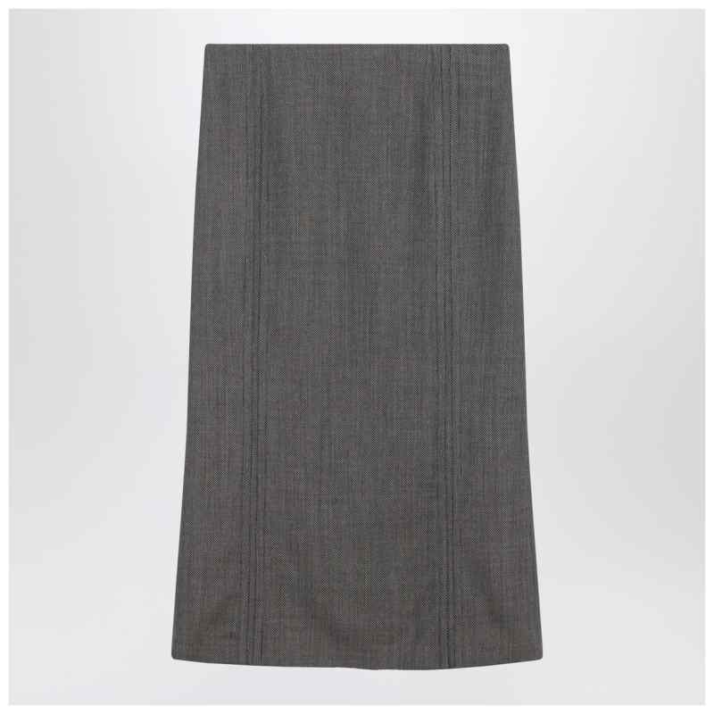MM6 Maison Margiela Brown and beige patterned wool midi skirt, theFeinheit