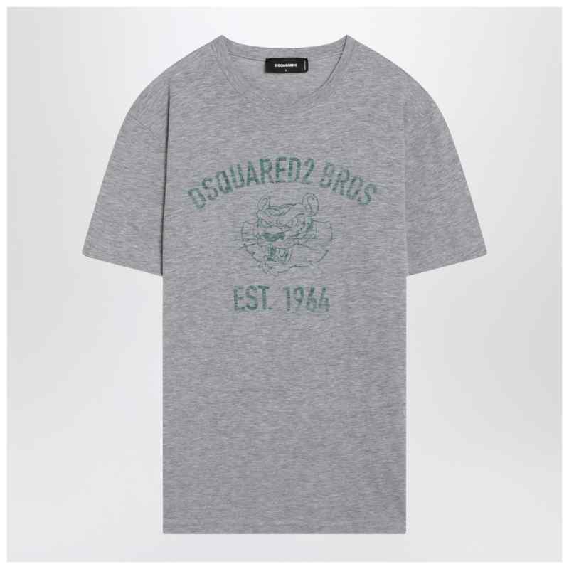 Dsquared2 Grey m&eacute;lange T-shirt with logo print, theFeinheit