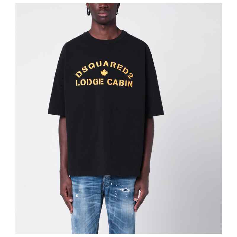 Dsquared2 Black cotton T-shirt with logo, theFeinheit
