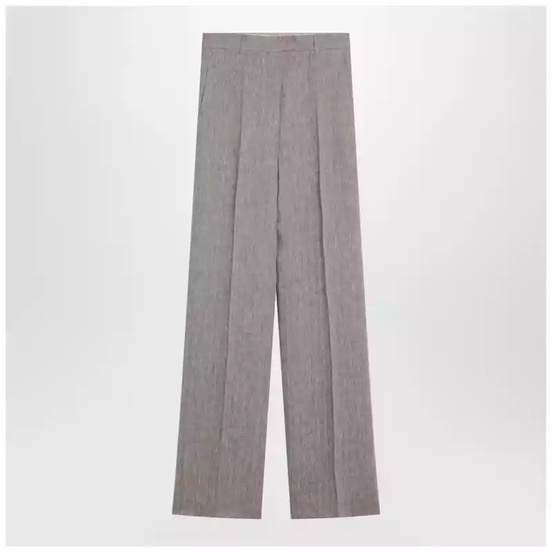 Max Mara Studio Beige straight linen pants