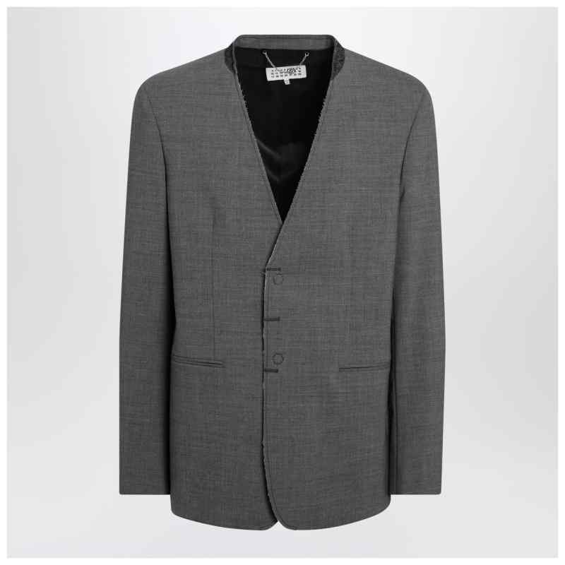 MM6 Maison Margiela Grey m&eacute;lange wool-blend jacket, theFeinheit