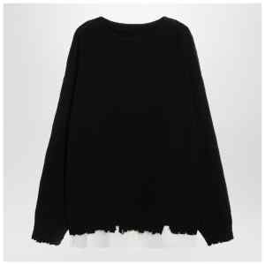 MM6 Maison Margiela Black sweater with distressed hem