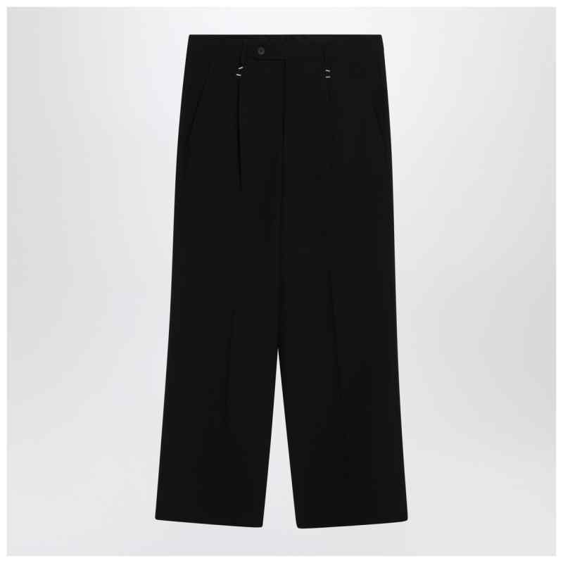 MM6 Maison Margiela Black wool-blend trousers with staples, theFeinheit