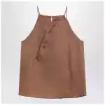 Max Mara Studio Tobacco-coloured ramie gauze top