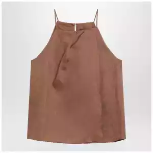 Max Mara Studio Tobacco-coloured ramie gauze top