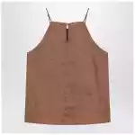 Max Mara Studio Tobacco-coloured ramie gauze top