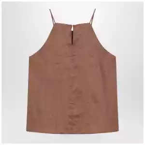 Max Mara Studio Tobacco-coloured ramie gauze top