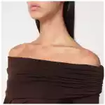 THE ANDAMANE Top with bare shoulders in brown jersey