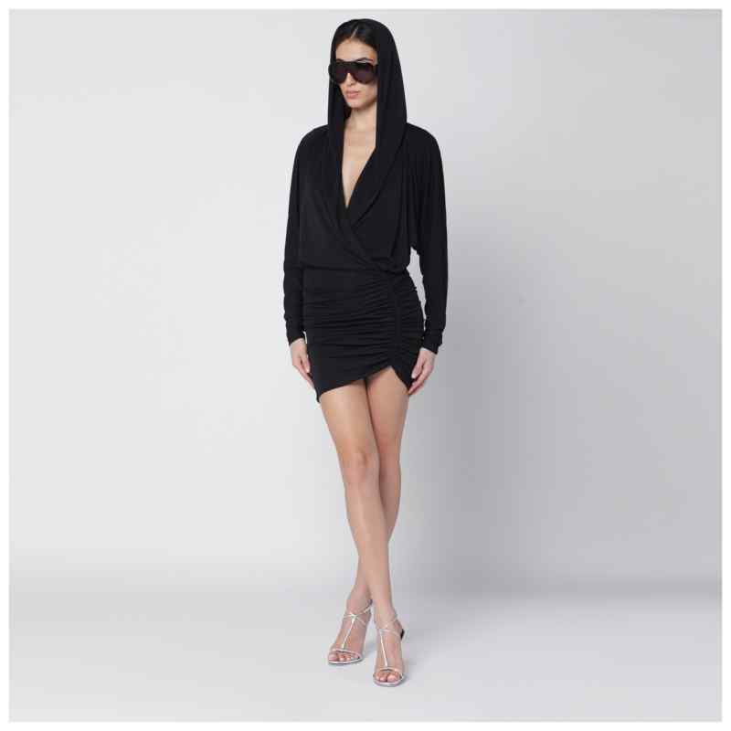 The Andamane Black Grace hooded mini dress, theFeinheit