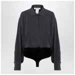 Max Mara Anthracite grey silk body shirt