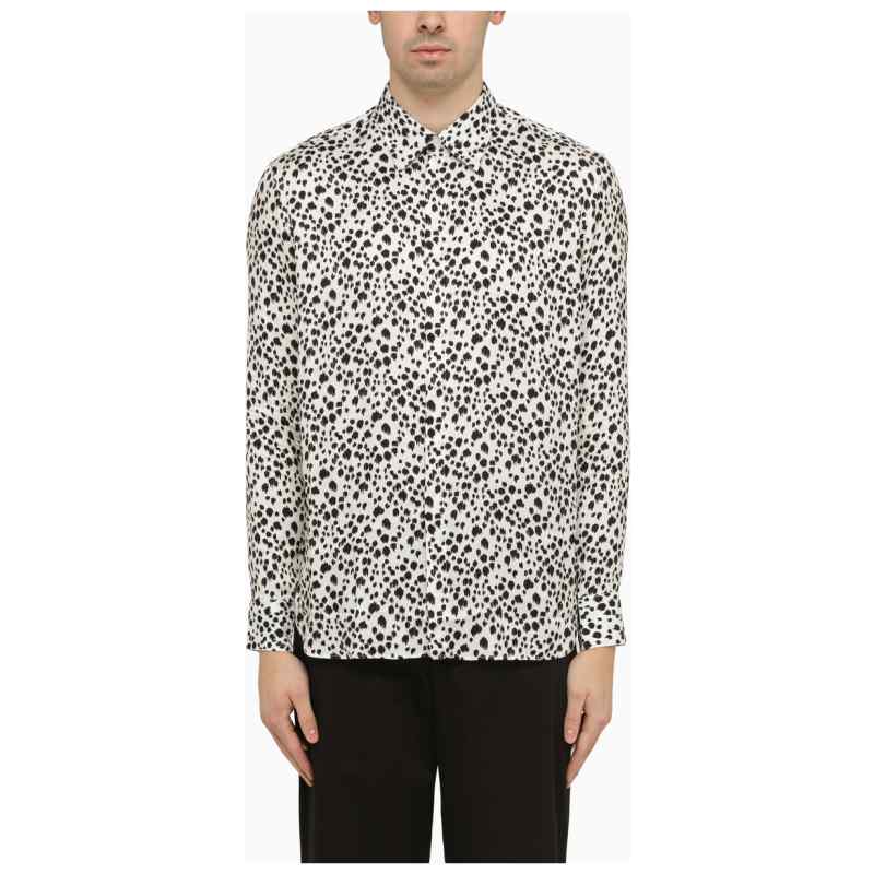 PT Torino White viscose striped shirt, theFeinheit