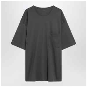 LEMAIRE Charcoal grey cotton and silk T-shirt