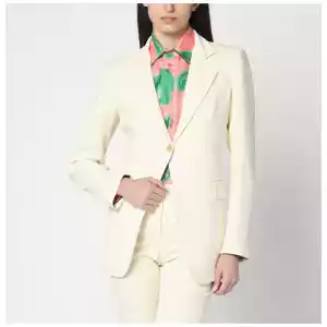ETRO White jacquard jacket with crossover detail