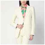 ETRO White jacquard jacket with crossover detail