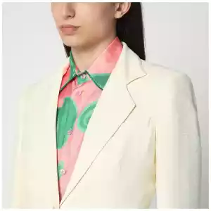 ETRO White jacquard jacket with crossover detail