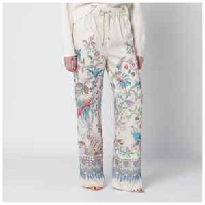 ETRO White wide-leg trousers with floral print