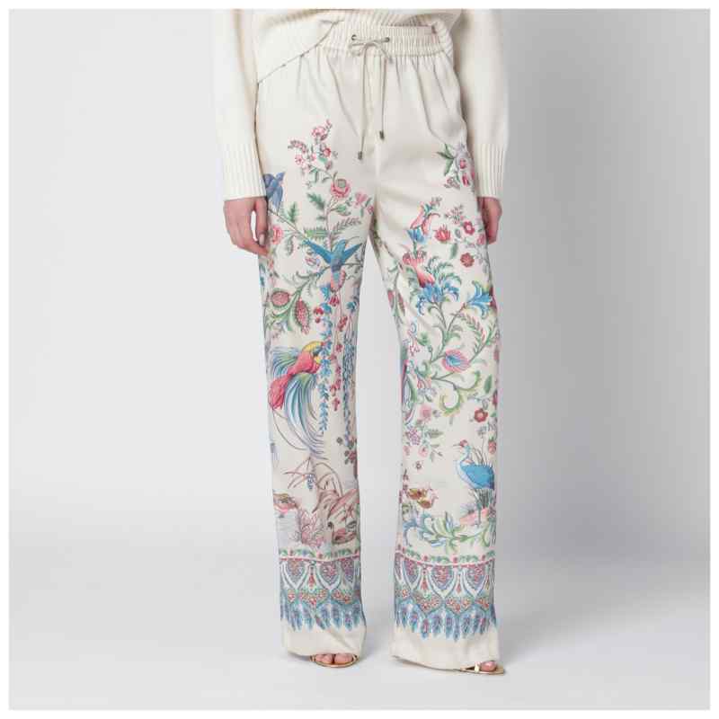 ETRO White wide-leg trousers with floral print, theFeinheit