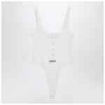 Versace White high-cut bodysuit with embroidered logo