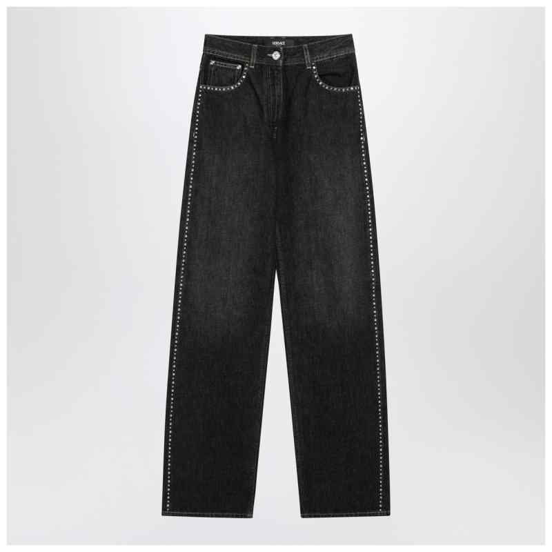 Versace Black jeans with studs and crystals, theFeinheit
