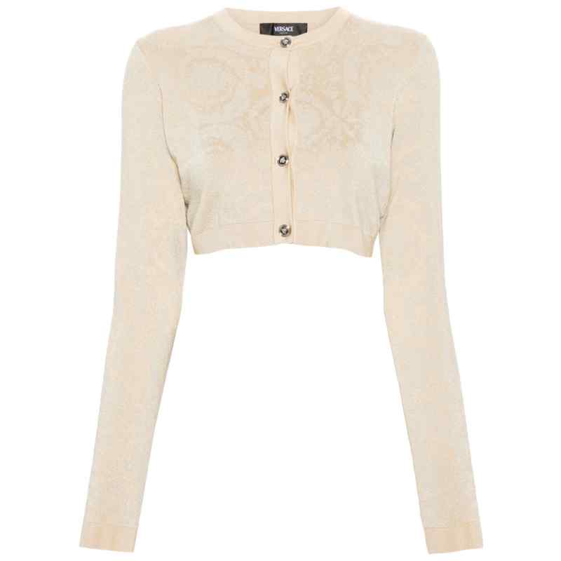 Versace Barocco lurex cropped cardigan