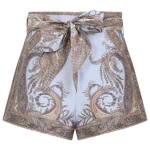 Zimmermann Paisley-print belted shorts