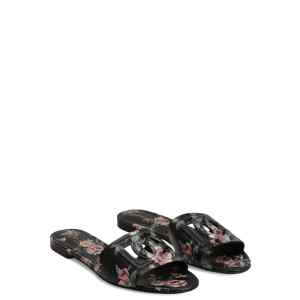 Dolce & Gabbana-DG black floral print slide sandals