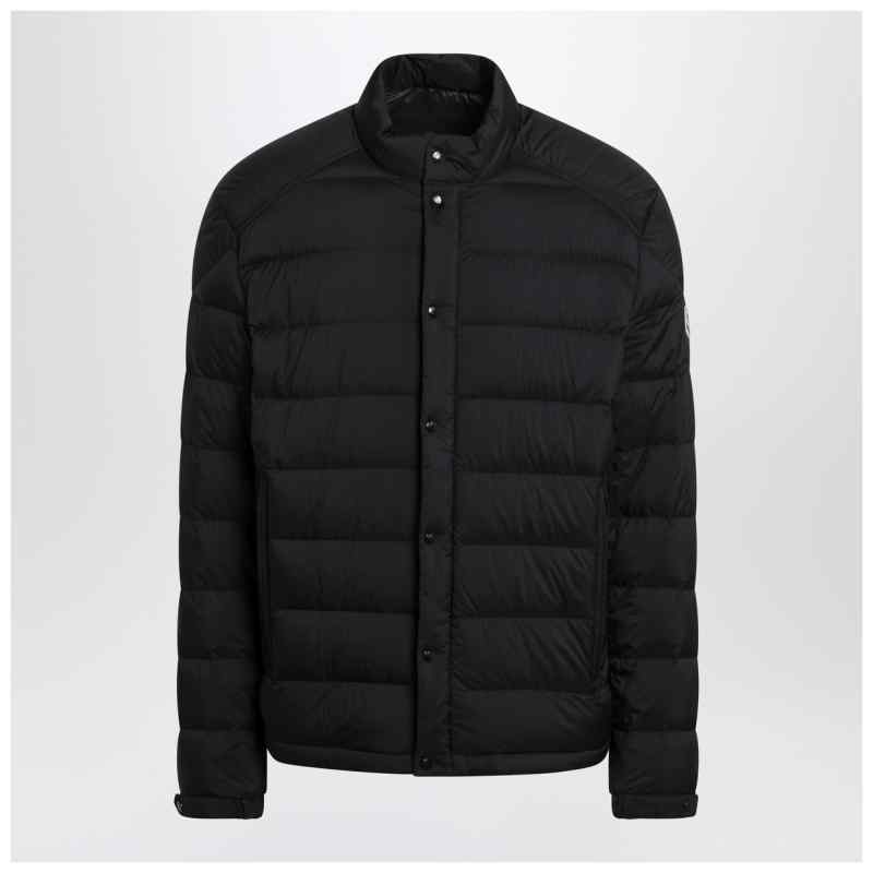 Moncler Slim-fit down jacket in black shell with applied logo, theFeinheit