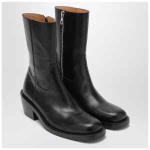 Dries Van Noten Black leather ankle boots