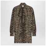 Saint Laurent Leopard-print silk mini dress