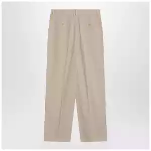 The Row Lilas light khaki cotton and linen trousers