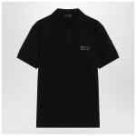 Moncler Black cotton piqué polo shirt with logo
