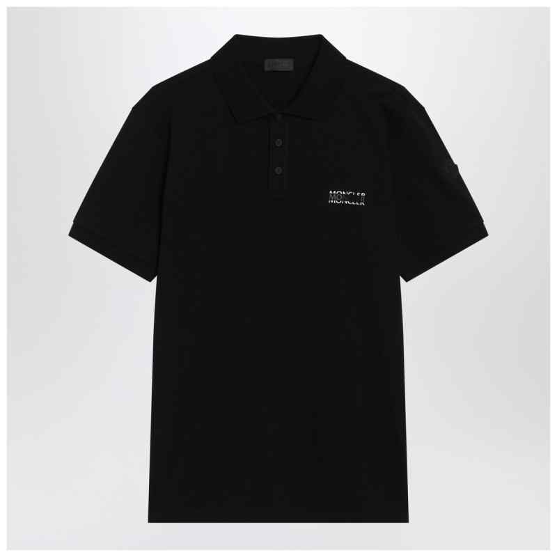 Moncler Black cotton piqu&eacute; polo shirt with logo, theFeinheit