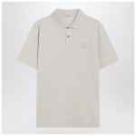 Moncler Milk-white cotton piqué polo shirt with logo