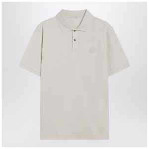 Moncler Milk-white cotton piqué polo shirt with logo