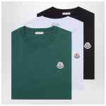 Moncler Set of three cotton T-shirts with logo patch