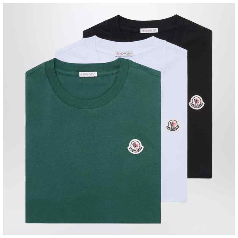 Moncler Set of three cotton T-shirts with logo patch, theFeinheit