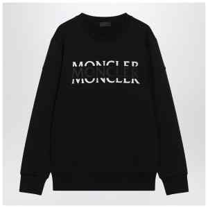 Moncler Black crew-neck sweatshirt with logo