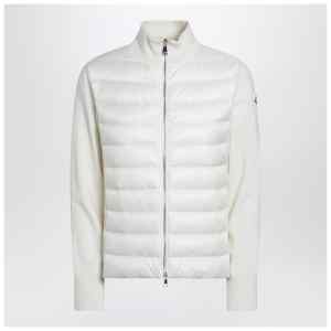 Moncler White padded wool zip cardigan