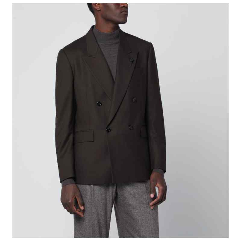 Lardini Brown double-breasted wool jacket, theFeinheit