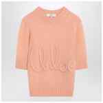 Chloé Peach-colored top with logo embroidery