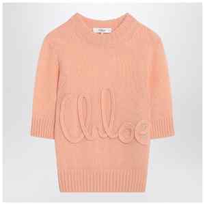 Chloé Peach-colored top with logo embroidery