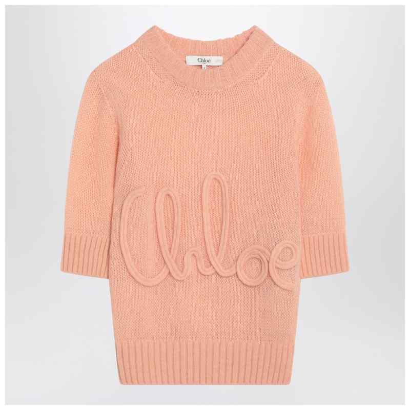 Chlo&eacute; Peach-colored top with logo embroidery, theFeinheit