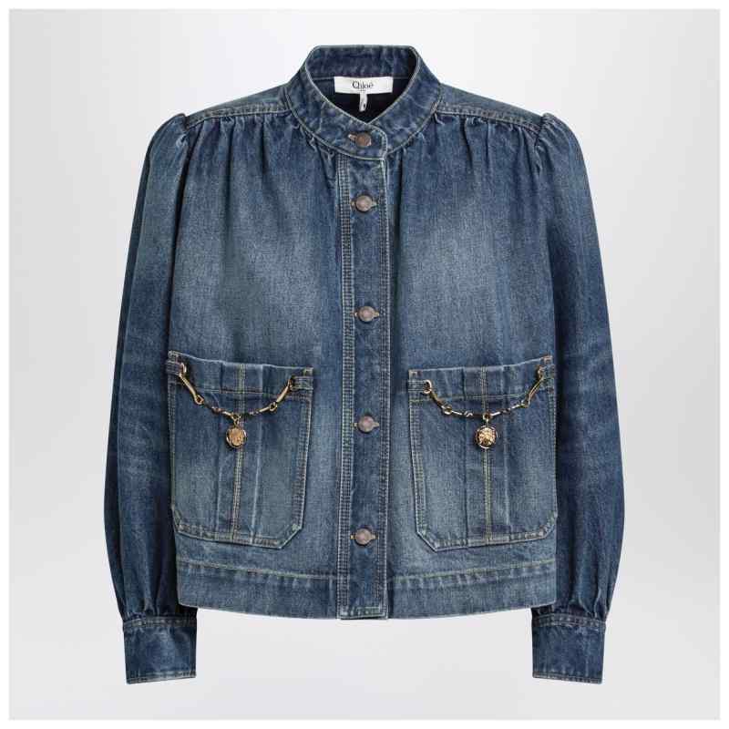 Chloé Indigo blue gathered denim jacket Chloé Indigo blue gathered denim jacket, theFeinheit
