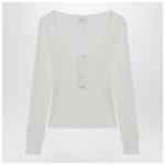 Chloé White Henley cotton jersey top