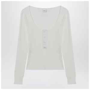 Chloé White Henley cotton jersey top