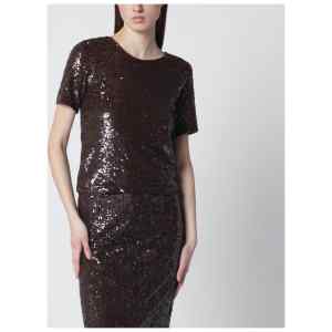 P.A.R.O.S.H. Brown sequin knit top