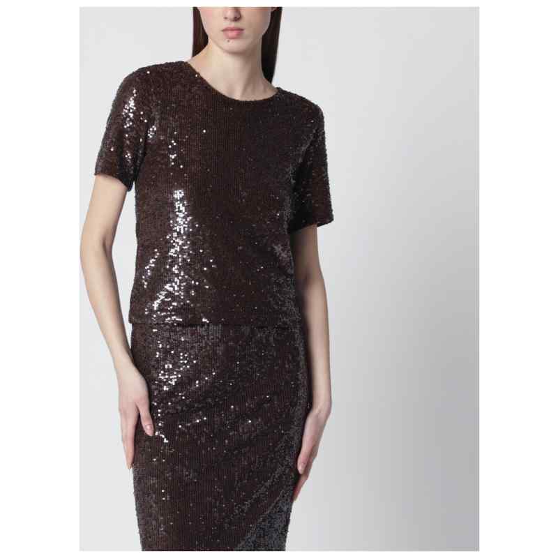 P.A.R.O.S.H. Brown sequin knit top, theFeinheit